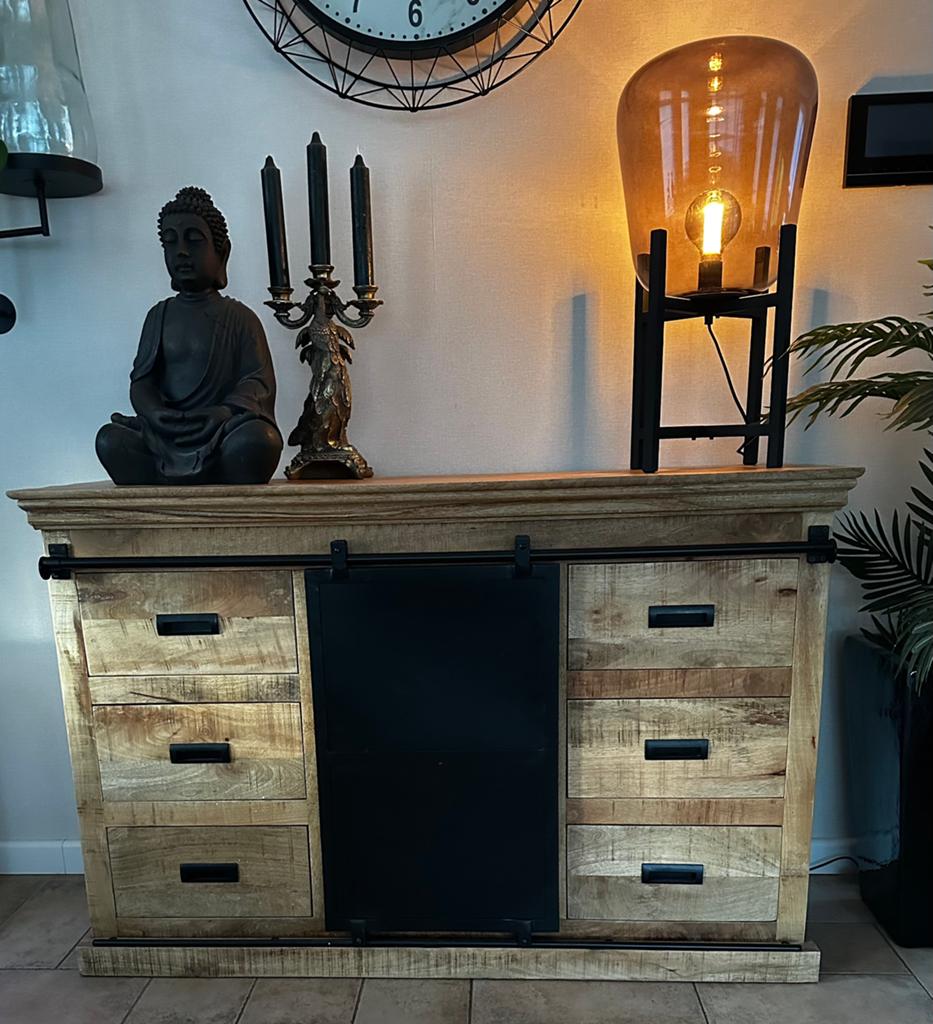 Mango houten dressoirkast, Ophalen, Zo goed als nieuw, 25 tot 50 cm, 100 tot 150 cm