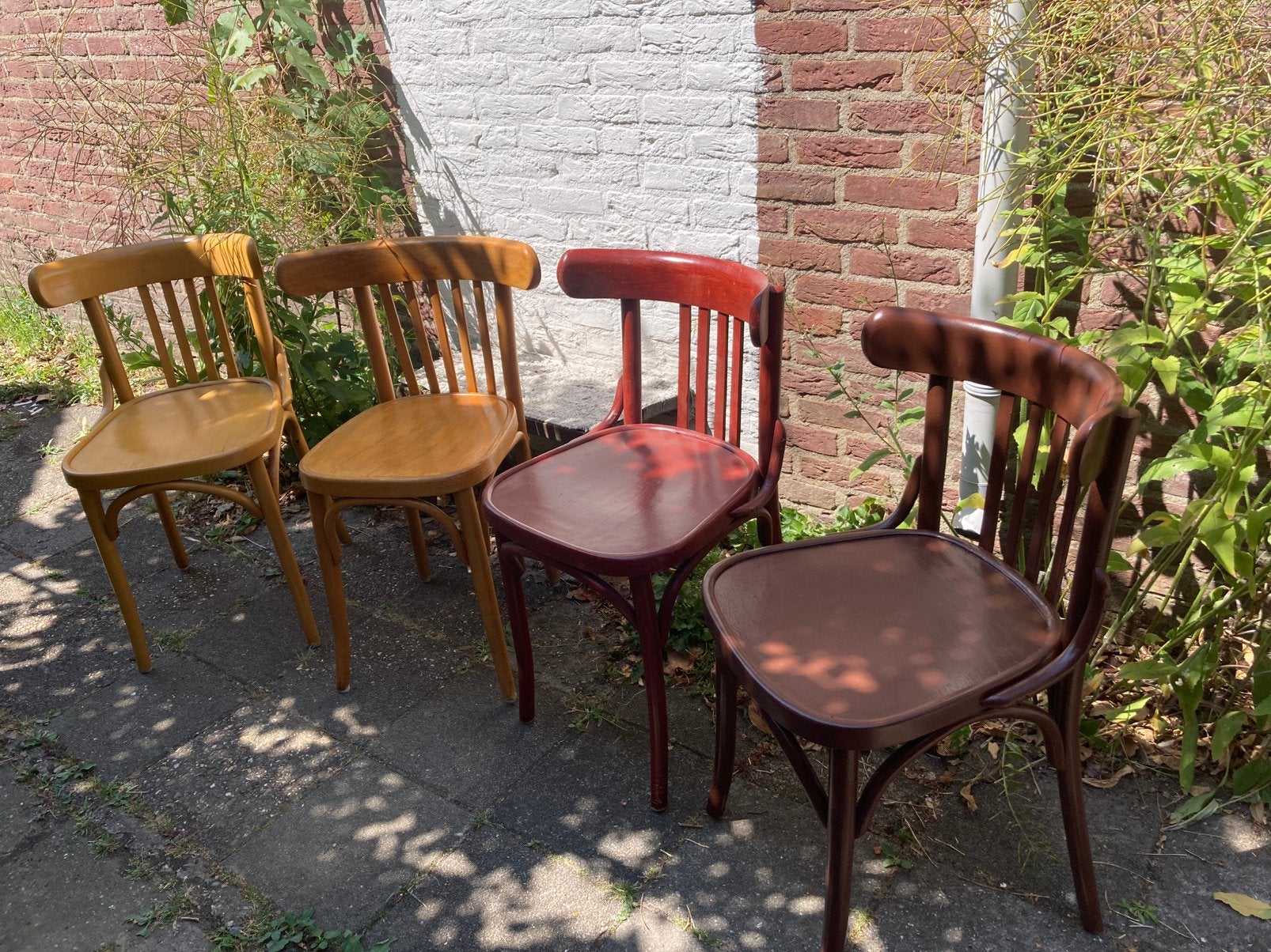 4 antieke Thonet bistrostoelen cafestoelen ca 60-90 jaar oud, Antiek en Kunst, Ophalen