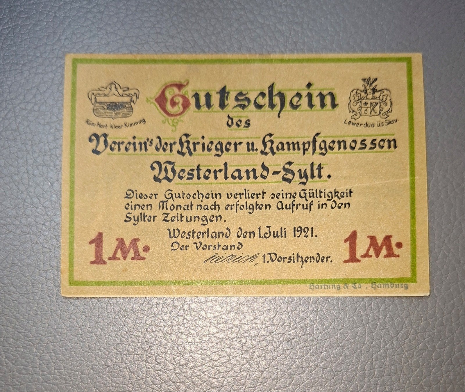 Duits Notgeld Westerland/ Sylt Noodgeld, Ophalen of Verzenden, Duitsland
