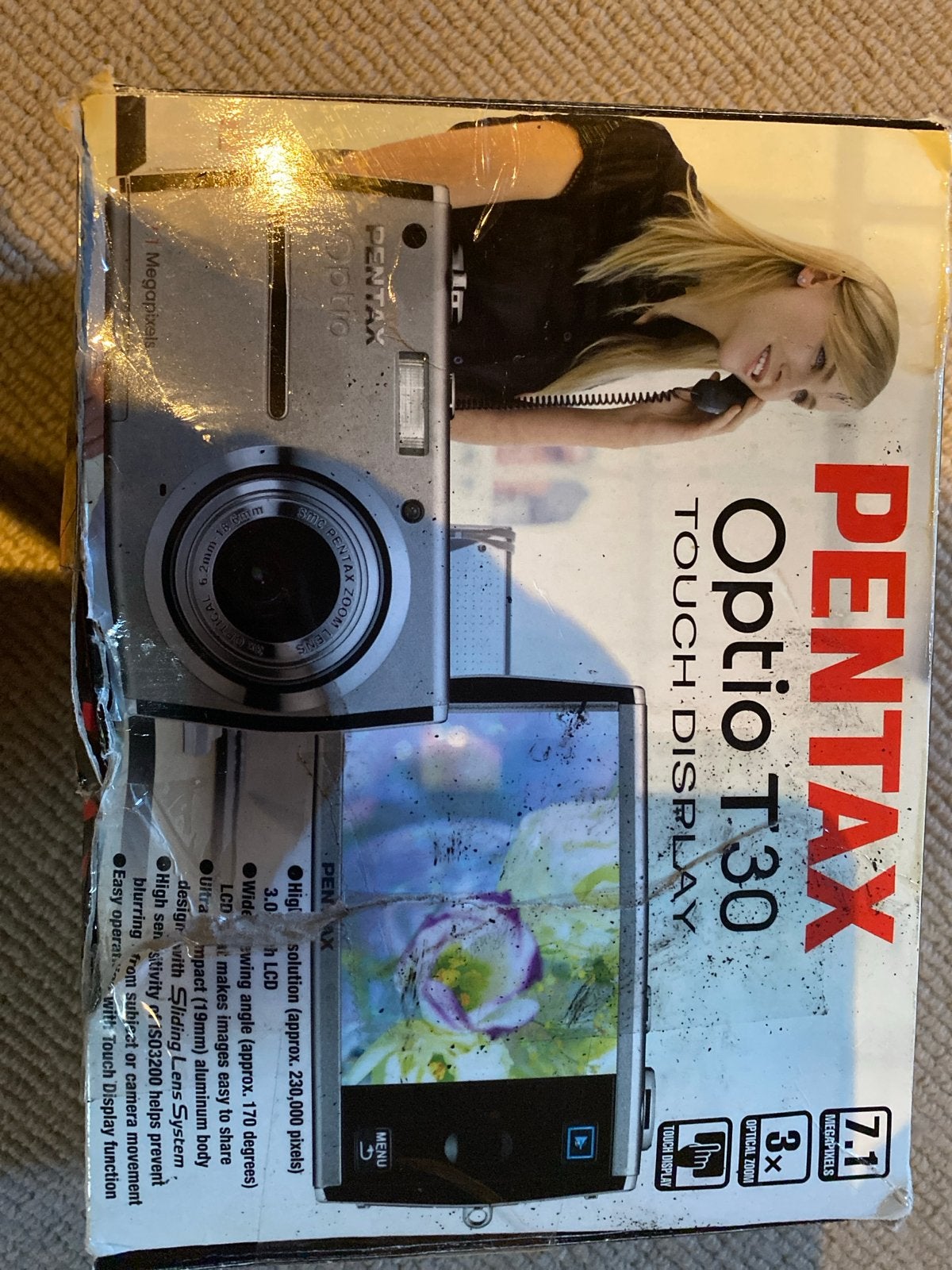 Pentax Optio T30 Compactcamera met Touchscreen, Gebruikt, Oplader, Ophalen of Verzenden, Compactcamera