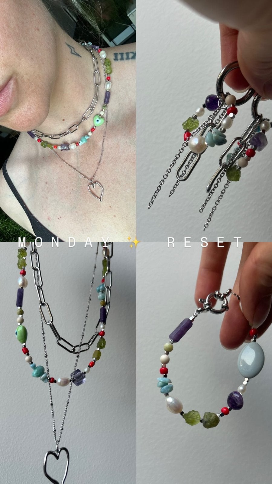 Nova Rae Choker + armband + oorbellen: Natuursteen & parels, Sieraden, Tassen en Uiterlijk, Kettingen, Overige kleuren, Nieuw