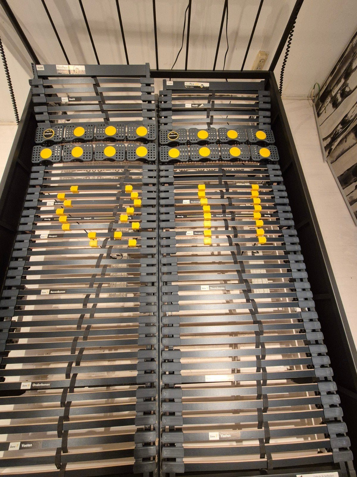 bed 140x200 met 2x elektrische lattenbodem, Ophalen, Tweepersoons, 140 cm