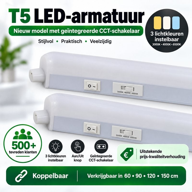 LED T5 ARMATUREN 60-90-120-150CM CCT, Huis en Inrichting, Philips, Led-lamp, Overige lichtkleuren, Nieuw