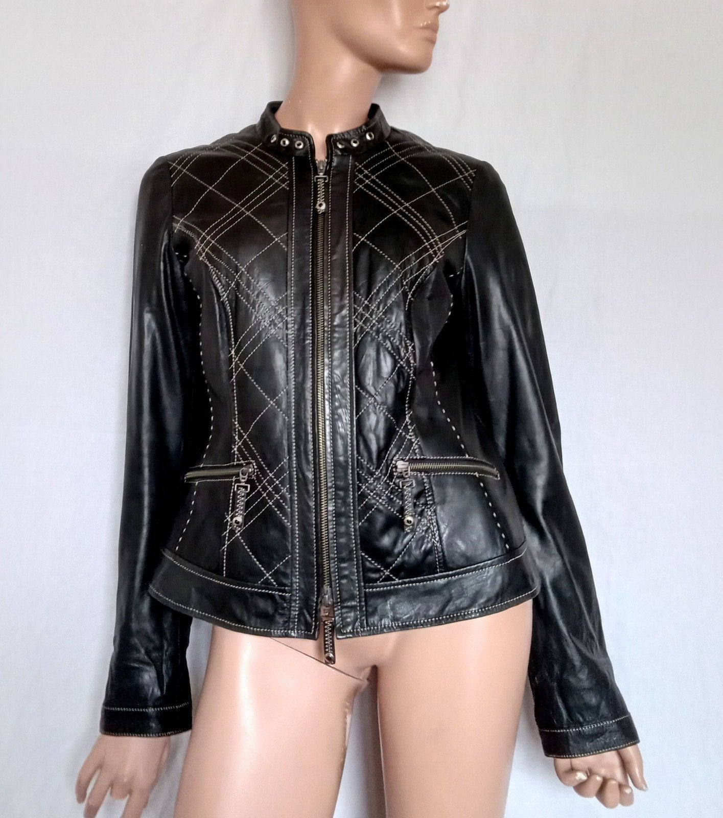 BIBA Leren Jas , Maat 38, Kleding | Dames, Ophalen of Verzenden, Zo goed als nieuw, Maat 38/40 (M), Zwart