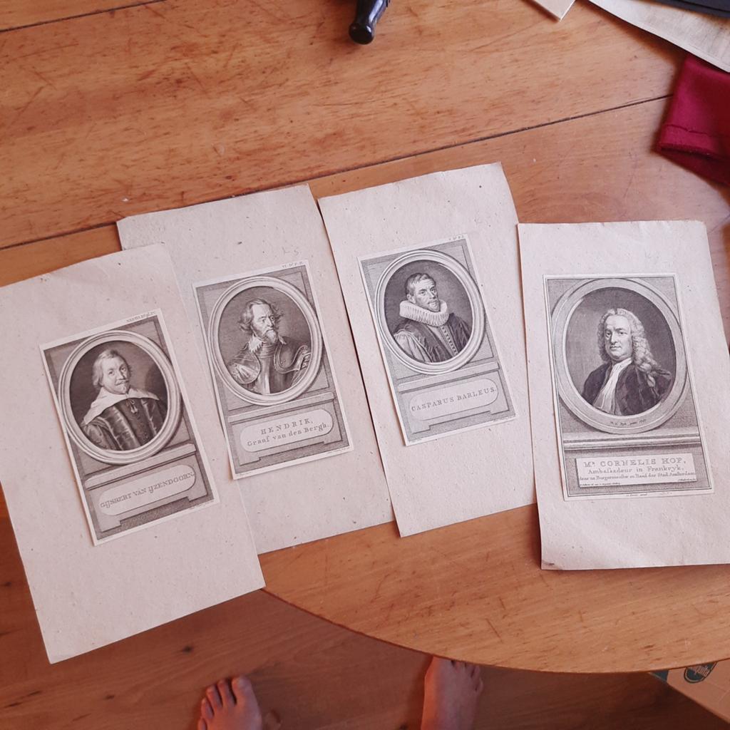 Vier Antieke Gravures Vooraanstaande Hollanders, Antiek en Kunst, Verzenden