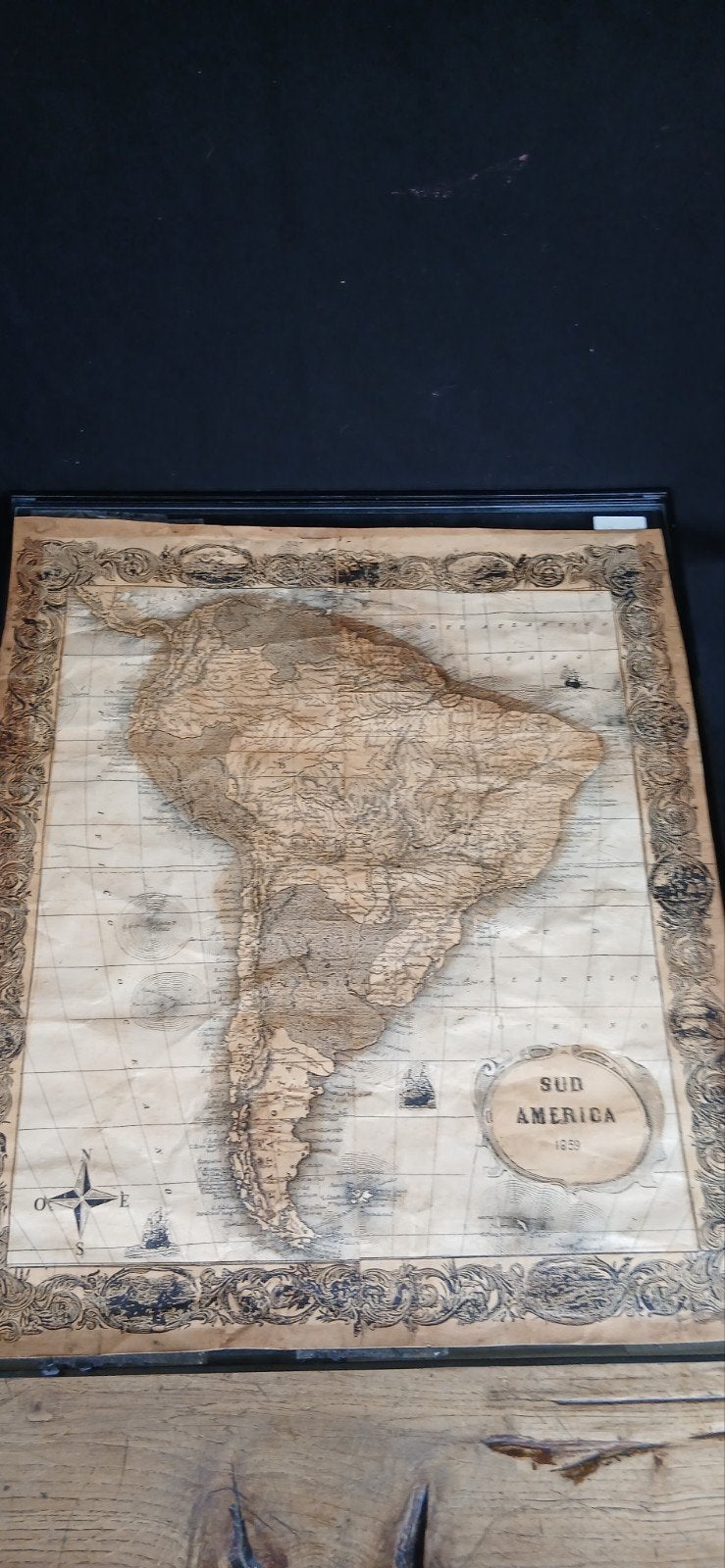 Antieke Landkaart Zuid-Amerika 1859 - Decoratieve Wandkaart, Ophalen of Verzenden, Landkaart, 1800 tot 2000, Wereld