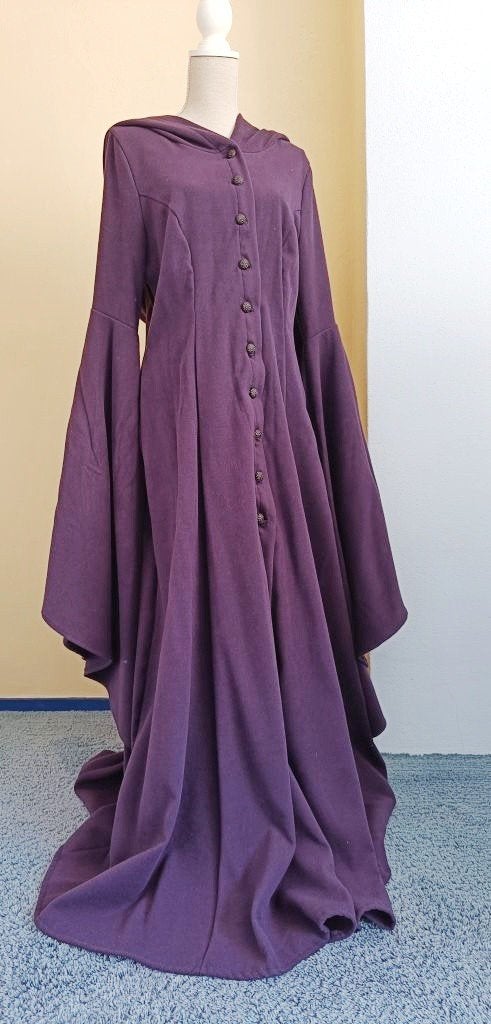 Prachtige paarse fantasy jurk met capuchon en kanten rug, Ophalen of Verzenden, Zo goed als nieuw, Bovenkleding