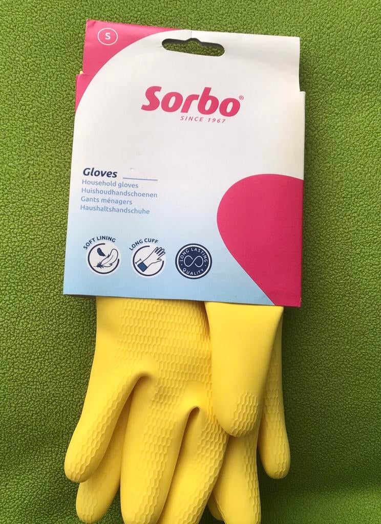 Sorbo Huishoudhandschoenen Maat S - Geel €1,50, Huis en Inrichting, Schoonmaakartikelen, Ophalen of Verzenden