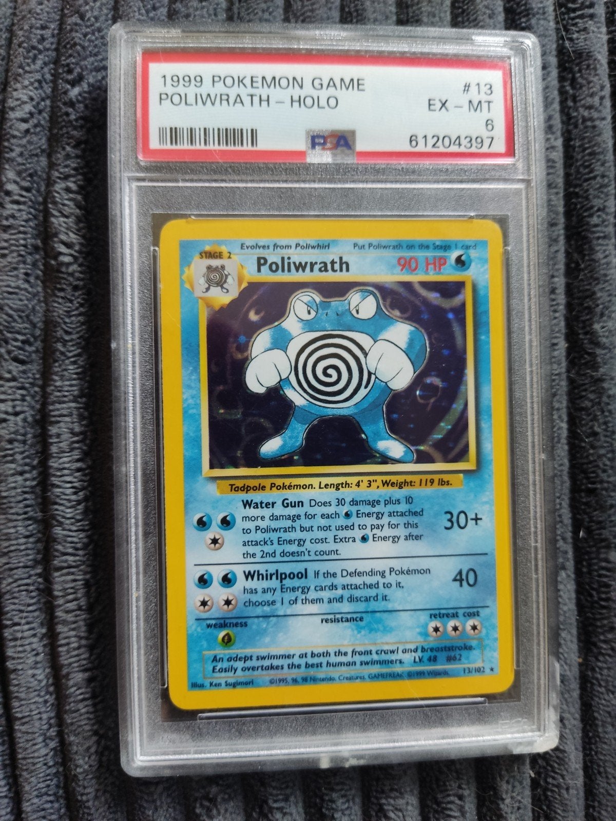 PSA 6 1999 Pokemon Shadow Poliwrath Holo #13 EX-MT, Ophalen of Verzenden, Gebruikt, Losse kaart