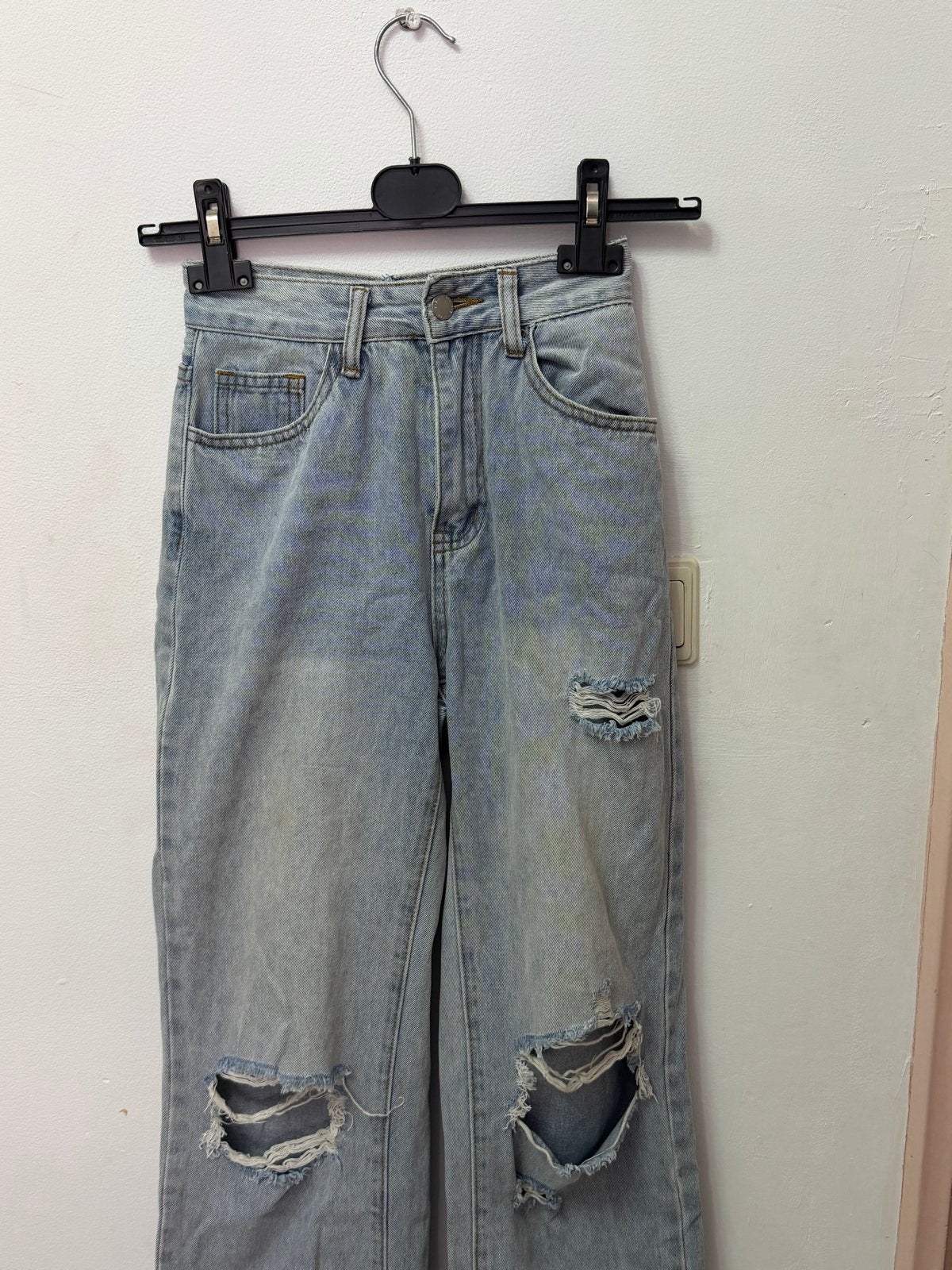 Shein gescheurde jeans, lichtblauw, maat XXS, Ophalen of Verzenden, Zo goed als nieuw, Blauw, W27 (confectie 34) of kleiner