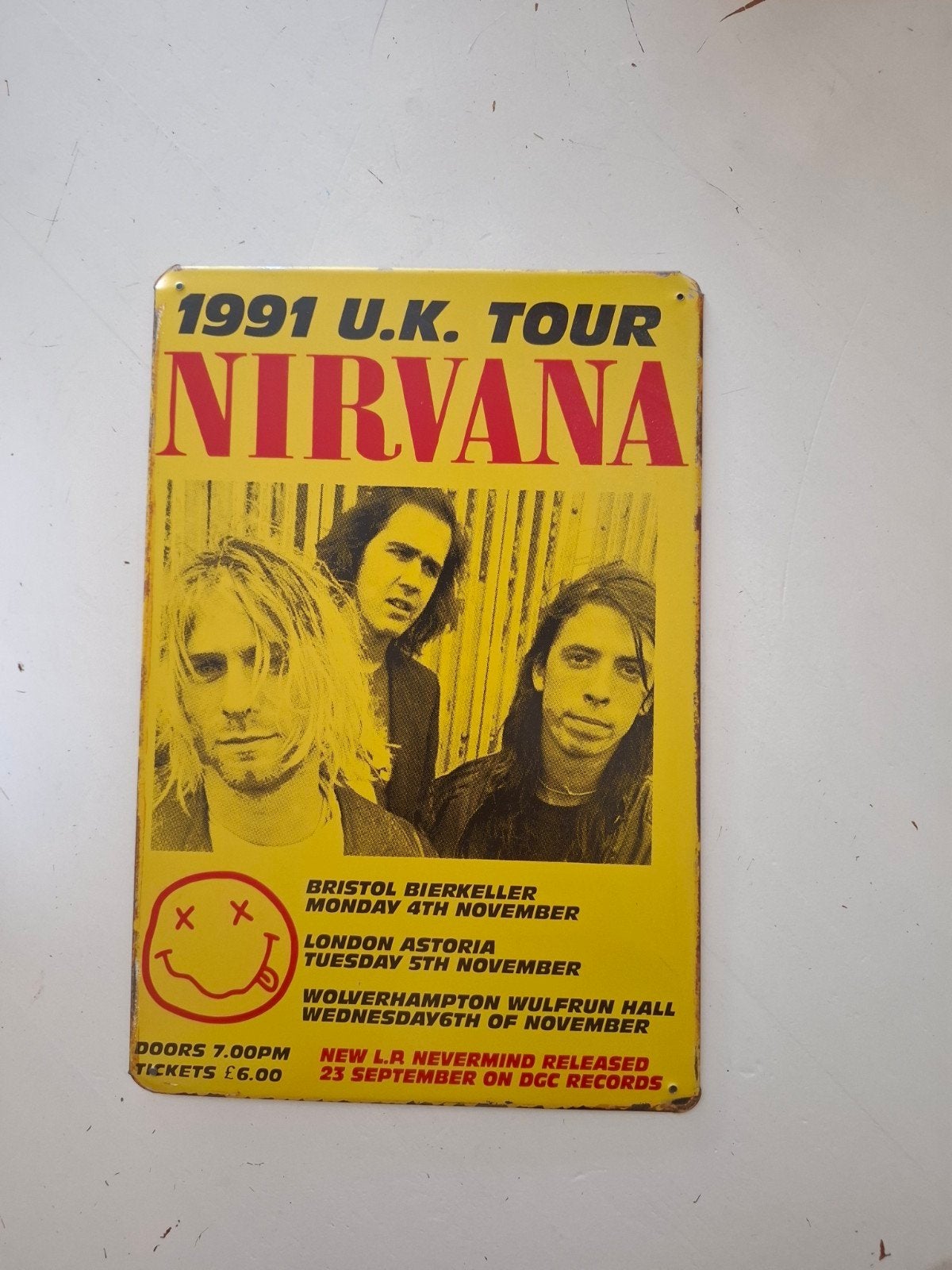 Nirvana poster, metaal,  bord, Verzamelen, Ophalen of Verzenden, Zo goed als nieuw, Poster, Artwork of Schilderij