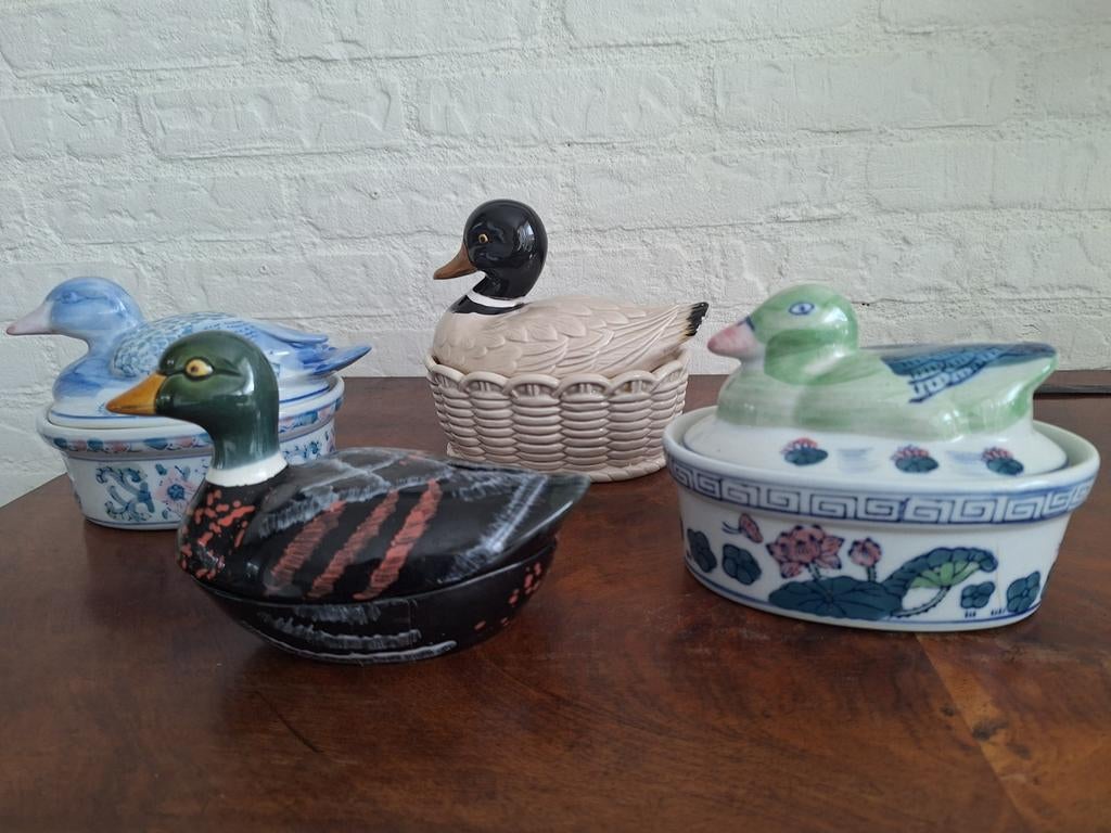 4 terrines in de vorm van eenden, 1 van Michel Gaugant, Antiek en Kunst, Ophalen