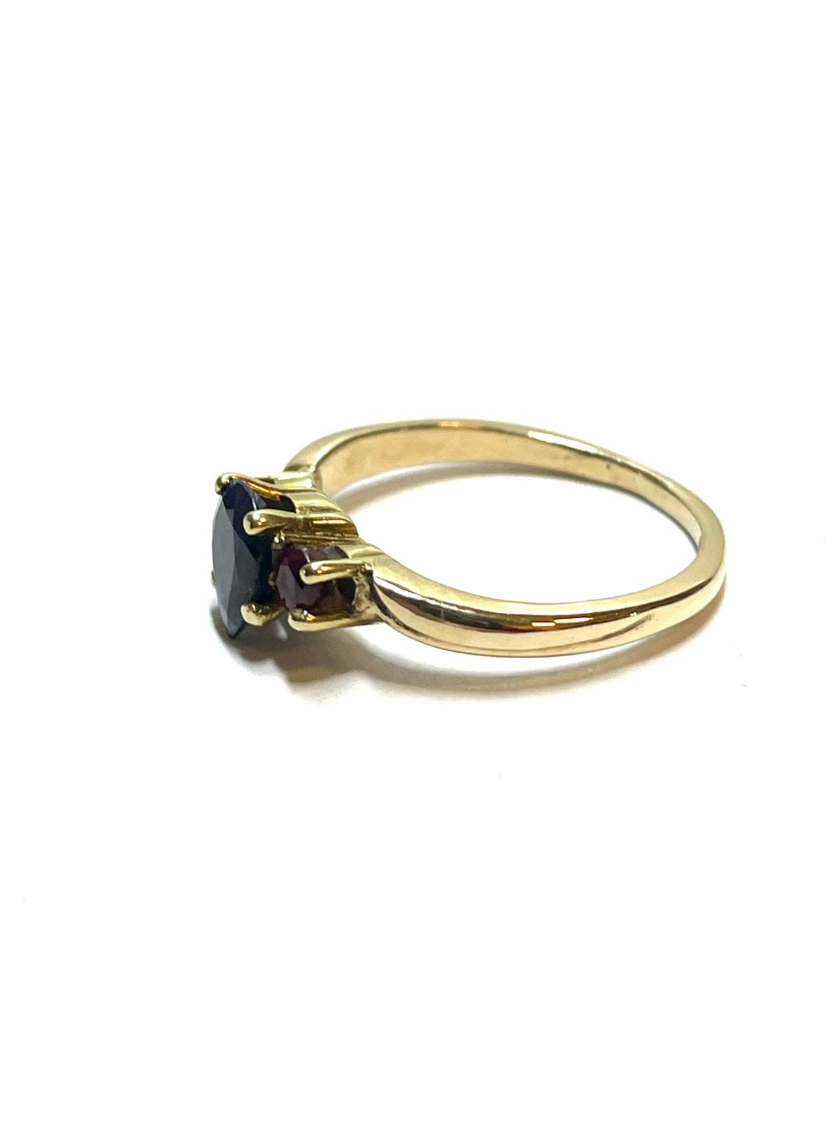 14k gouden ring met saffier en robijn, -, -, Ophalen of Verzenden, Dame