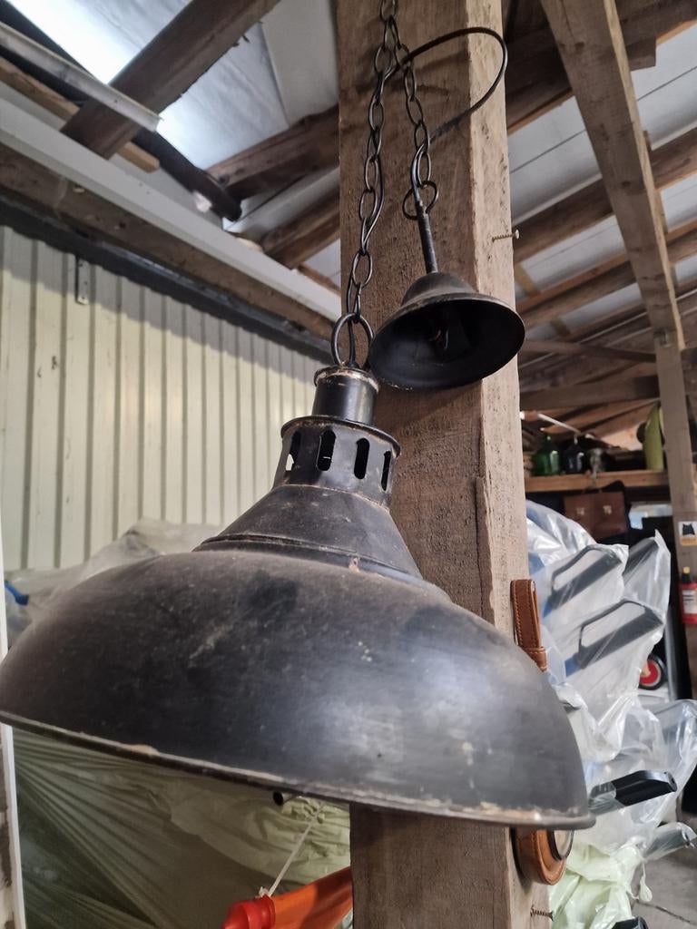 Metalen hanglamp kroeg/ fabriekslamp, Ophalen, Zo goed als nieuw, Minder dan 50 cm