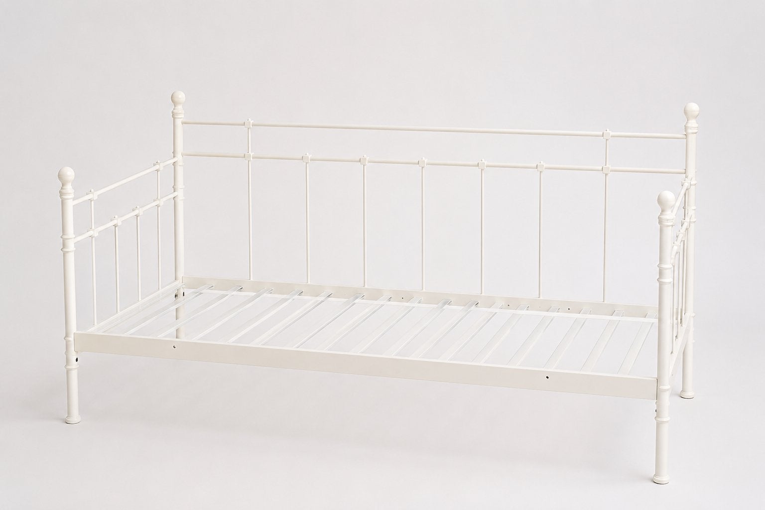 Ijzeren een persoons bed (bank), Ophalen, 90 cm, Eenpersoons, Wit