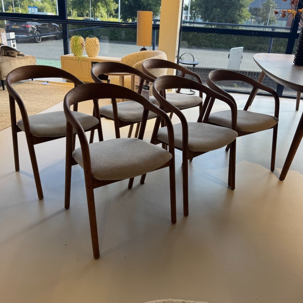 Armstoel Rayven - Bruin - Set van 6 - Eleonora, Niet ingevuld, Niet ingevuld, Niet ingevuld