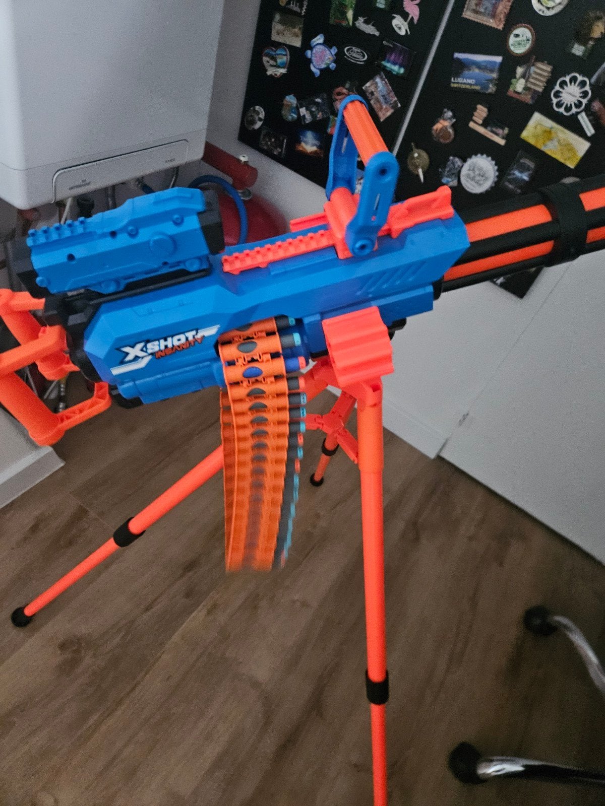 X-Shot Insanity Mad Mega Barrel Blaster met standaard, Ophalen, Zo goed als nieuw, Jongen of Meisje