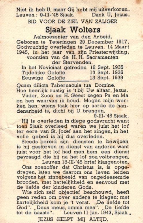 Wolters Sjaak Teteringen 1917-1945 Leuven, Ophalen of Verzenden
