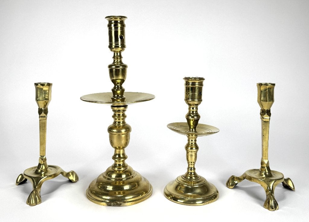 788. Messing kandelaren - ca. 1900, Ophalen of Verzenden, Koper of Brons