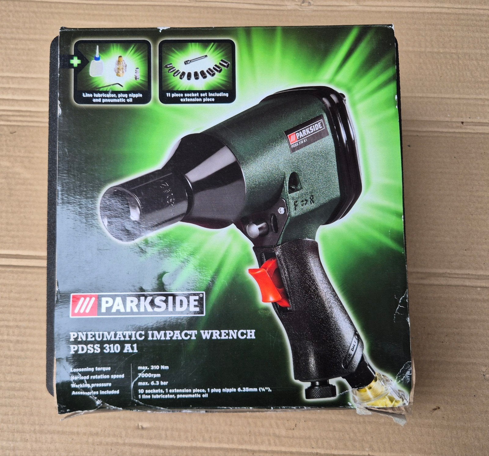Parkside PDSS 310 A1 Pneumatische Slagmoersleutel Set, Ophalen of Verzenden, Gebruikt, Sleutel/ratel, Parkside