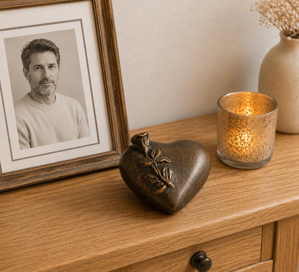 HART MET ROOS / mini urn / asurn, Nieuw, Info@huisentuindecoratiemarie.nl, Huis en tuin decoratie marie, Peize