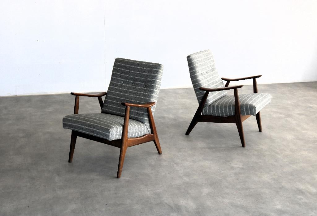 vintage fauteuils | armchairs | jaren 60 | teak, Gebruikt, ., 75 tot 100 cm, Ophalen of Verzenden