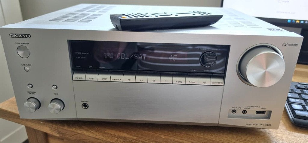 Onkyo AV Receiver TX-NR686 Zilver, Ophalen, Overige systemen, Zo goed als nieuw, 120 watt of meer