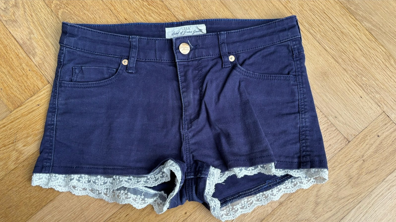H&M korte broek blauw maat 158, Ophalen of Verzenden, Gebruikt, Meisje, Broek