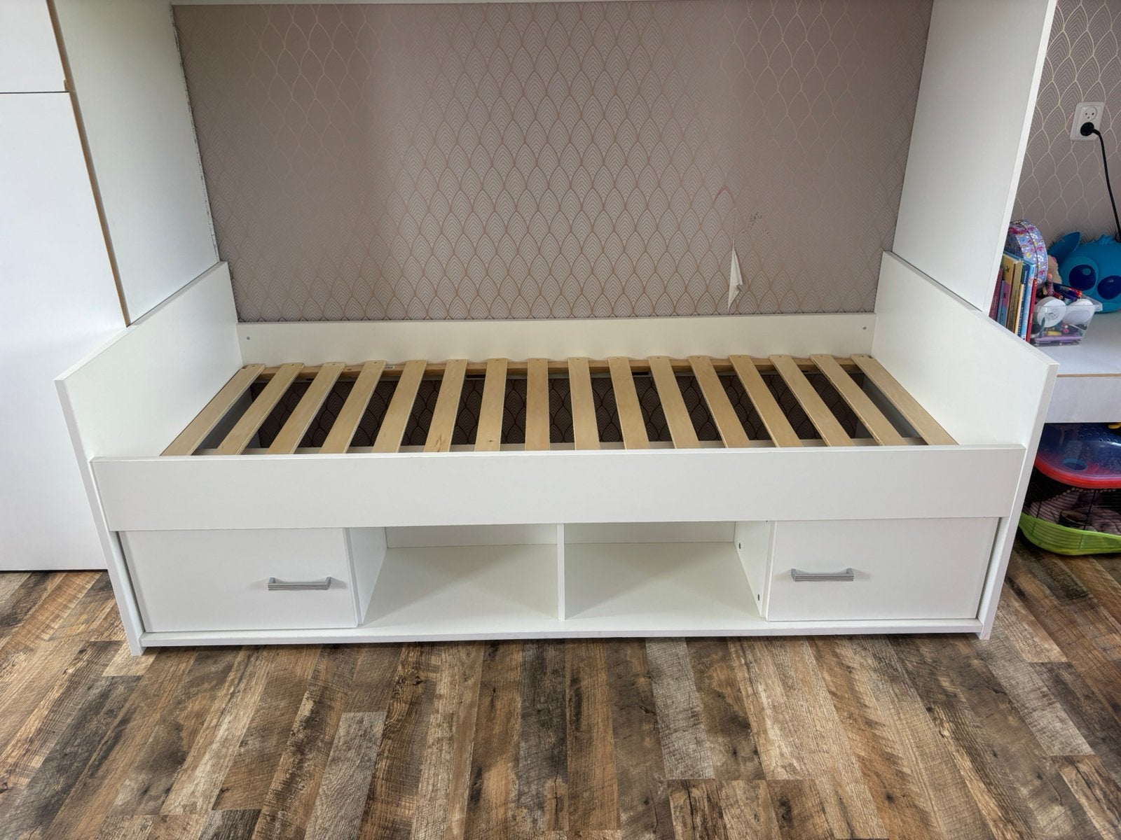 Eenpersoonsbed, Kinderen en Baby's, Kinderkamer | Bedden, Ophalen, 85 tot 100 cm, Zo goed als nieuw, Lattenbodem