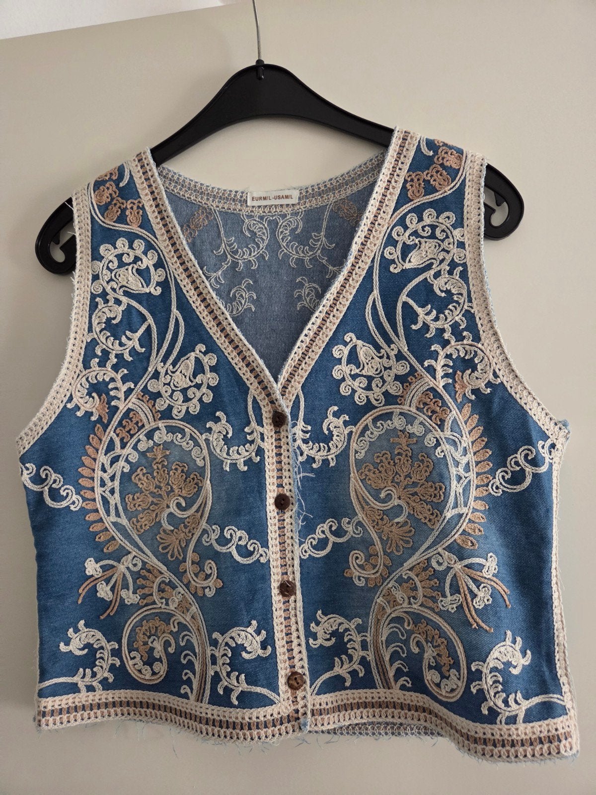 Waistcoat gilet gekocht op ibiza las dalias, Kleding | Dames, Bodywarmers, Verzenden, Nieuw, Maat 38/40 (M), Blauw