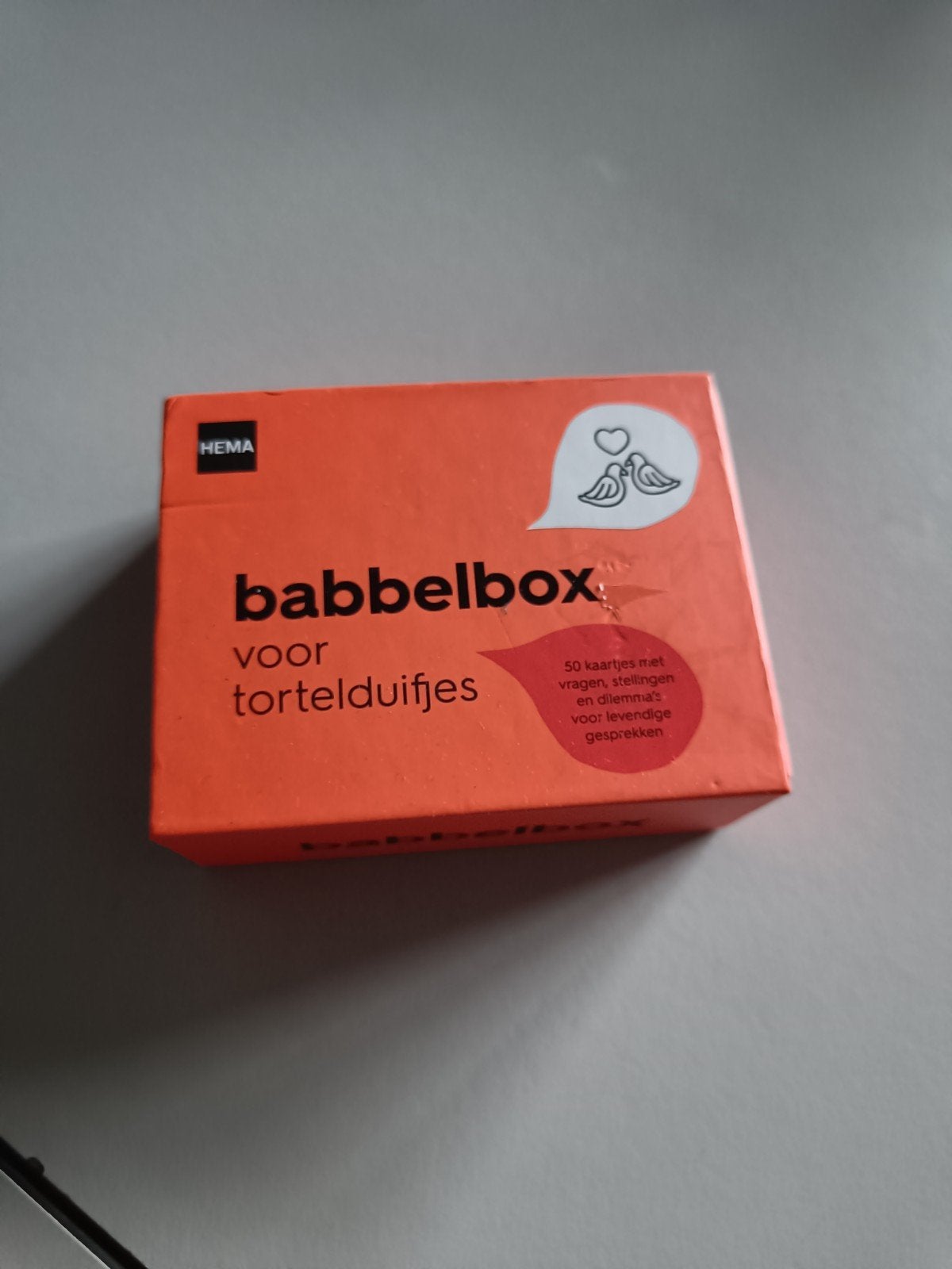 Babbelbox voor tortelduifjes - 50 kaarten, Hobby en Vrije tijd, Een of twee spelers, Ophalen of Verzenden, Zo goed als nieuw, HEMA