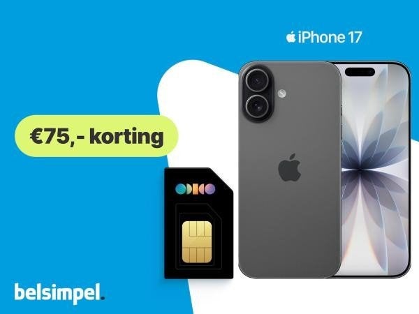 Belsimpel iPhone 17 + Odido abonnement € 75 kortingsvoucher, Eén persoon, Kortingsbon