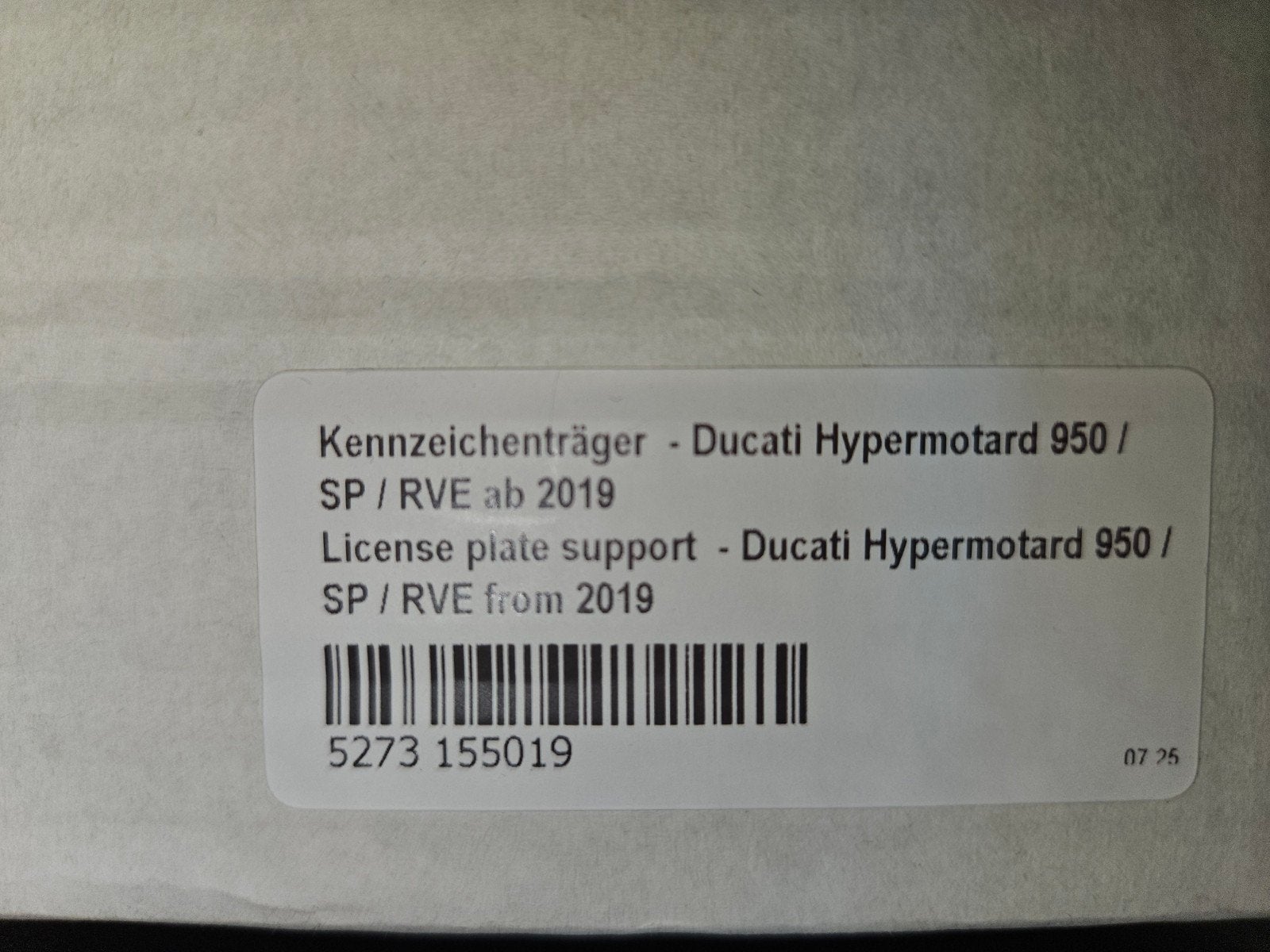 MG Biketec Kentekenplaathouder Ducati Hypermotard 950 2019, Ophalen