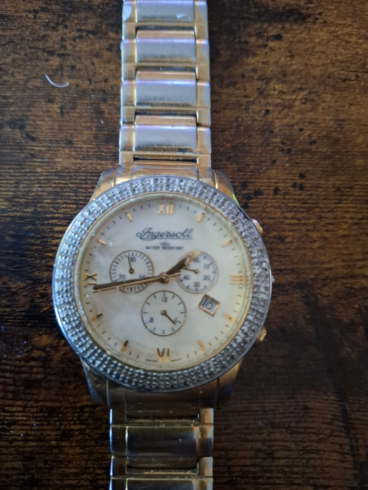 ingersoll diamant.heren horloge., Ophalen of Verzenden, Staal, Overige merken
