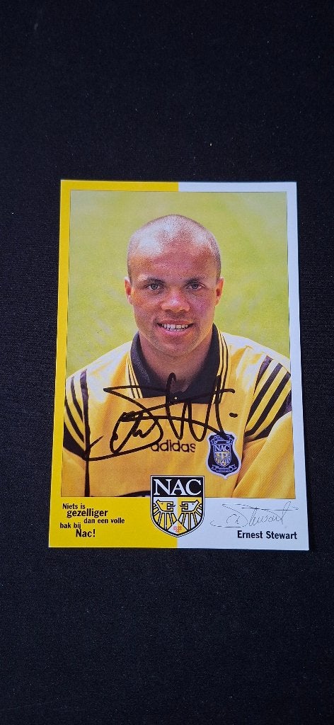 Spelerskaart met handtekening; Earnest Stewart # NAC PSV, Ophalen of Verzenden, Nieuw, NAC Breda, Spelerskaart