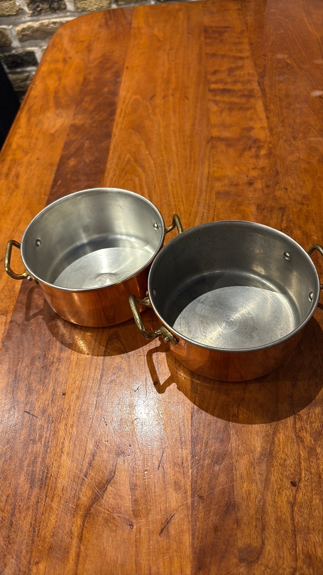 2x Koperen Pannetjes Copral Portugal - Mini Cocotte Gratin`, Antiek en Kunst, Ophalen of Verzenden, Koper