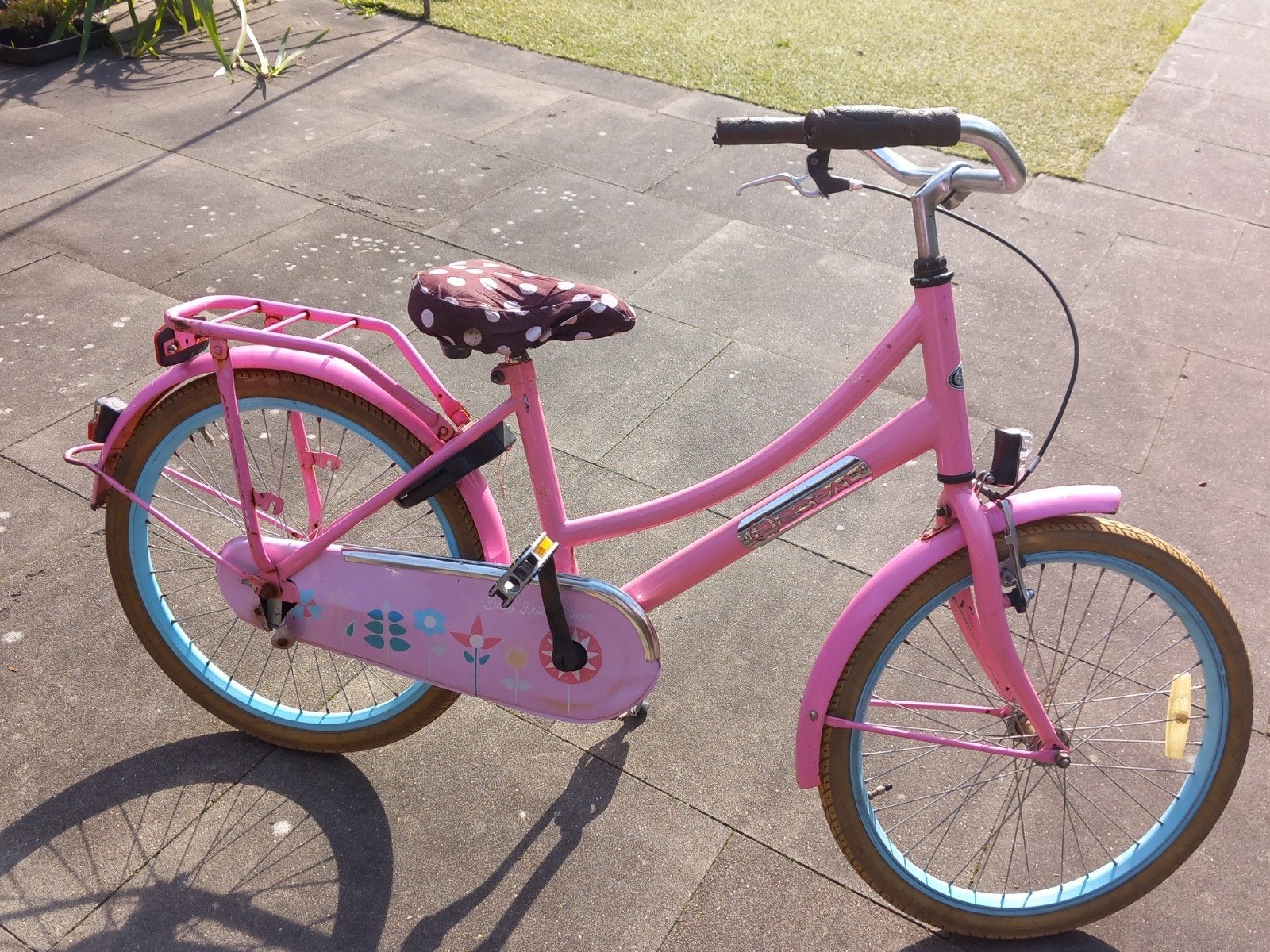 Roze kinderfiets met 24 inch wielen en terugtraprem, Ophalen, Terugtraprem, Onbekend, Handrem
