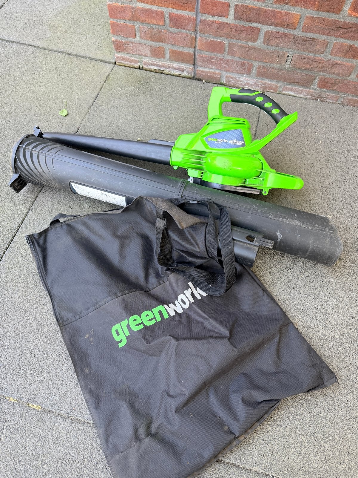 Greenworks 40V Accu Bladblazer & Heggenschaar Set, Ophalen, Gebruikt, Met opvangzak, Accu