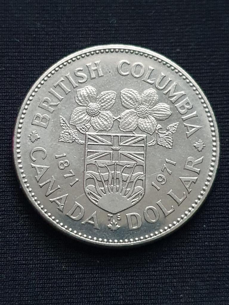 1 dollar munt uit 1971 Canada British Colombia., Postzegels en Munten, Munten | Amerika, Ophalen of Verzenden, Noord-Amerika, Losse munt
