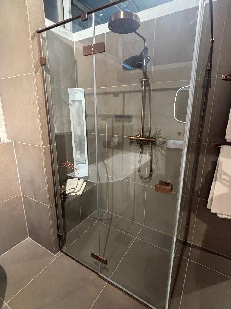 Douchedeur met zijwand koper kleur, Doe-het-zelf en Verbouw, Sanitair, Ophalen, Nieuw, Koper, Douche