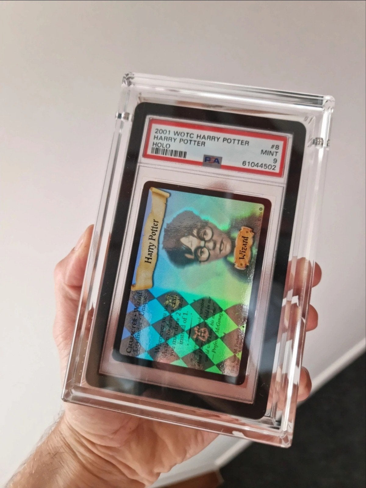 Harry Potter TCG 2001 WOTC Harry Potter HOLOGRAFISCH PSA 8, Ophalen, Zo goed als nieuw, Losse kaart, Foil
