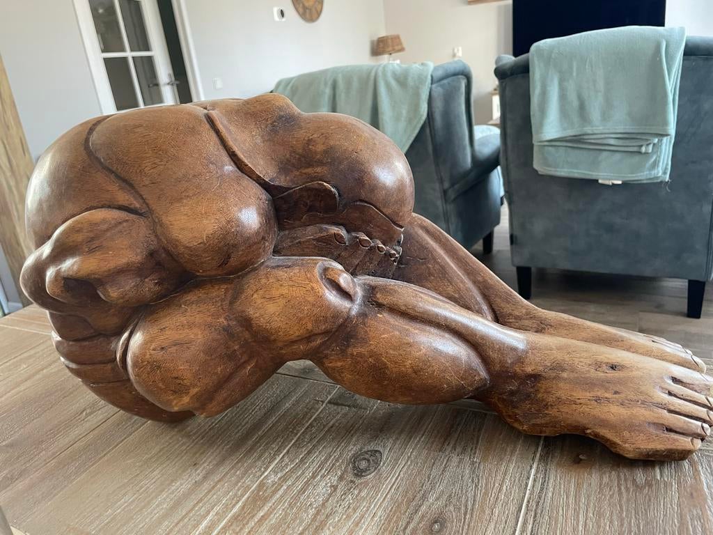 Uniek Orang Malu Beeld - Yogiman / Weeping Buddha (56cm), Antiek en Kunst, Ophalen, 50 - 100 cm, Handgemaakt, Beeld