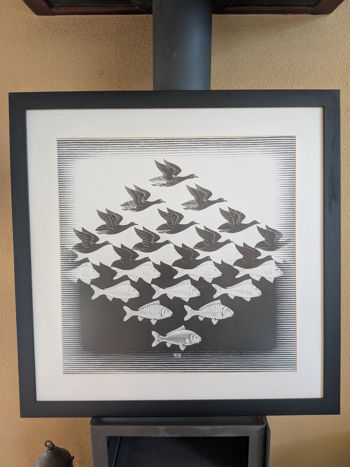 Escher poster in lijst, Ophalen, Met lijst, Deurposter of groter, Vierkant