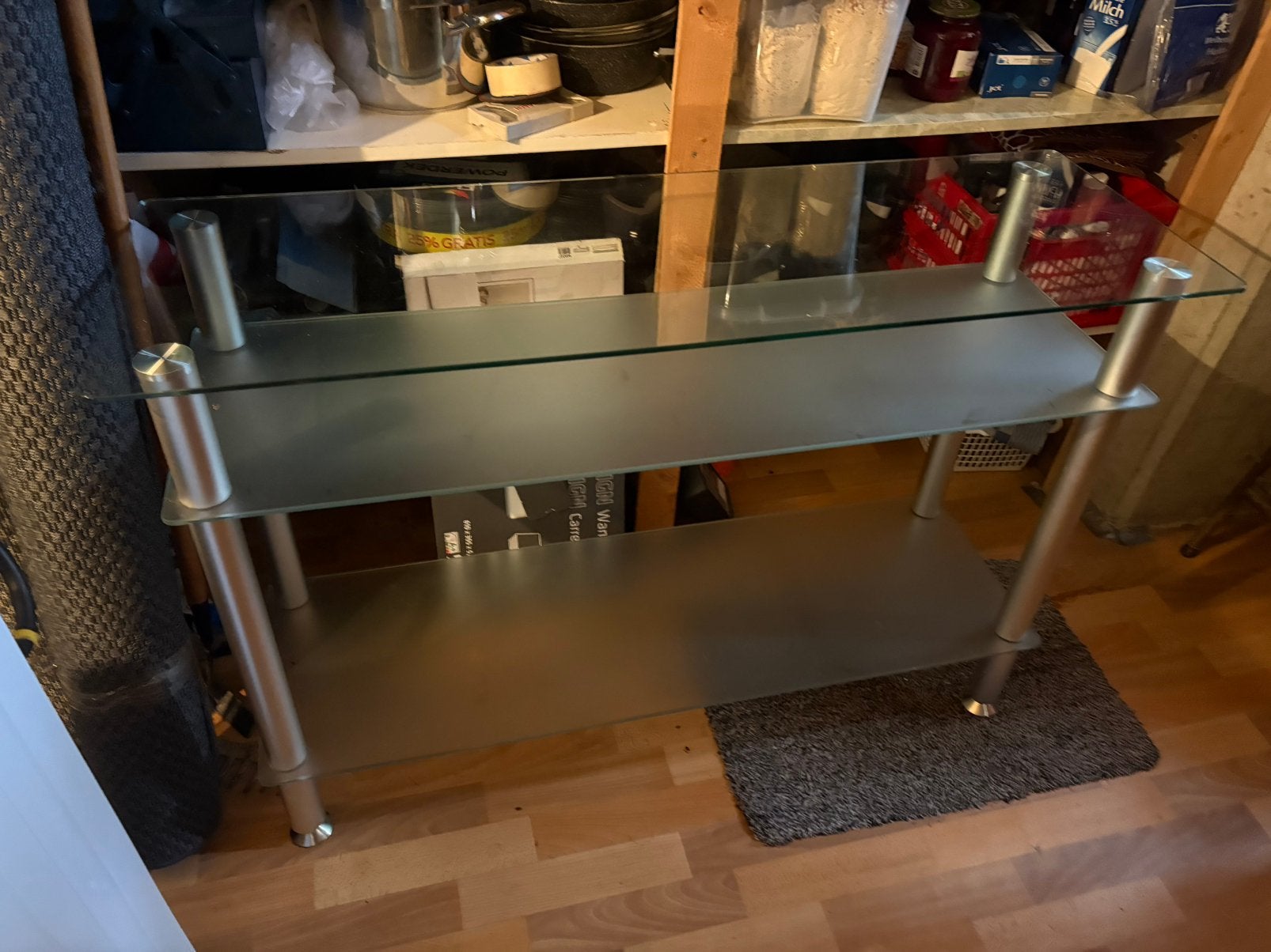 Glazen tafel, Huis en Inrichting, Tafels | Bijzettafels, 75 cm of meer, Rechthoekig, Ophalen, 45 tot 60 cm