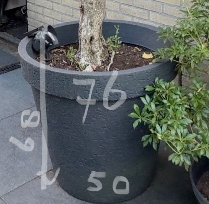 Grote donkergrijze bloempot plantenbak, Ophalen, Kunststof, Gebruikt, 40 cm of meer