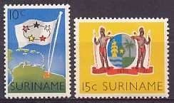 Suriname NVPH nr 347/8 postfris Statuutzegels 1960, Ophalen of Verzenden, Postfris