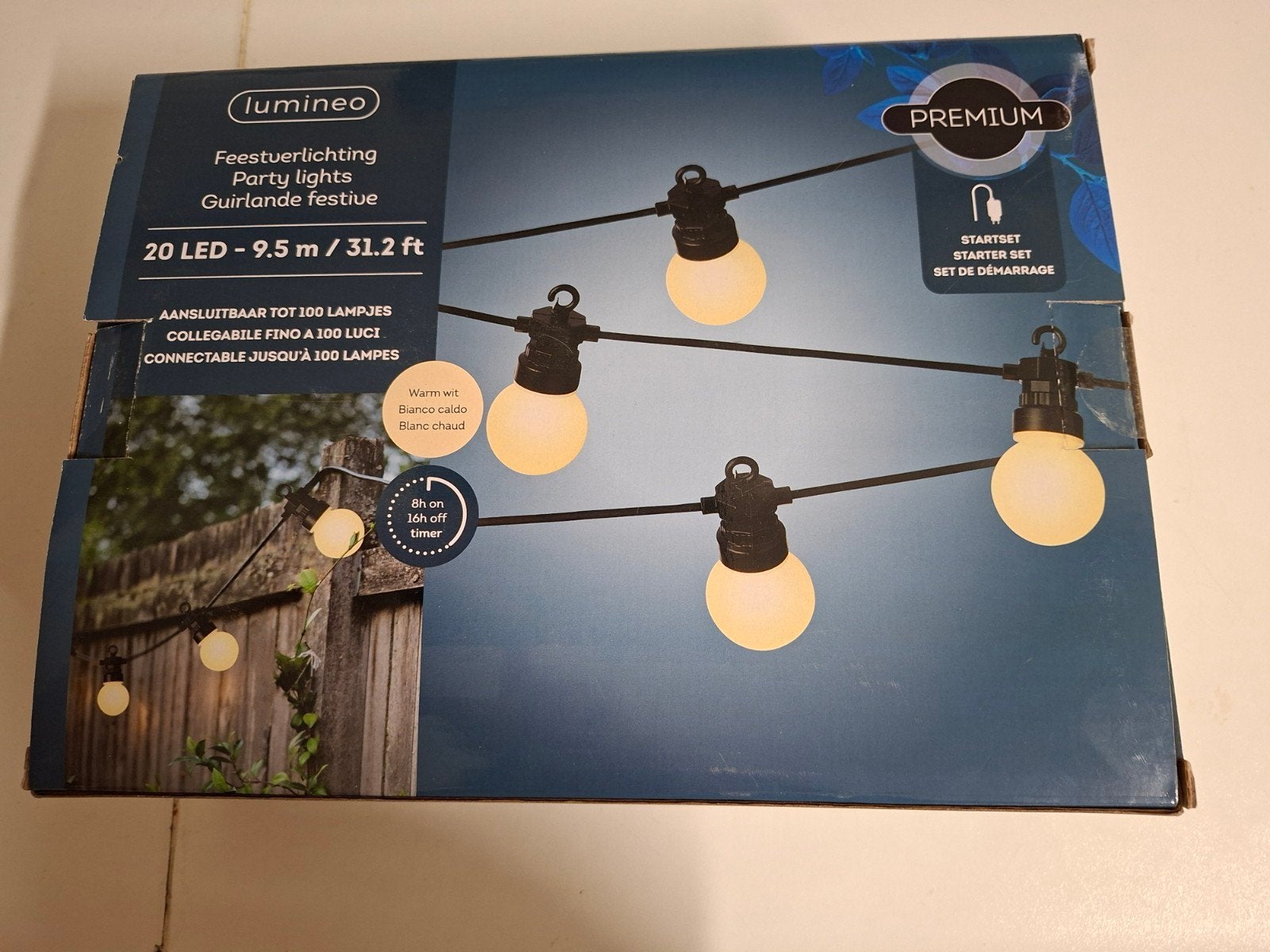 NIEUWE FEESTVERLICHTING.9.5 METER ( LUMINEO) 20 lampjes, Ophalen, Kunststof, Minder dan 50 watt, Overige typen