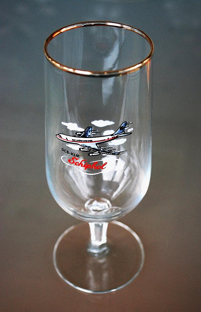 Vliegtuig Super DC 8 KLM op Schiphol 1967 Glas Vintage, Antiek en Kunst, Ophalen of Verzenden