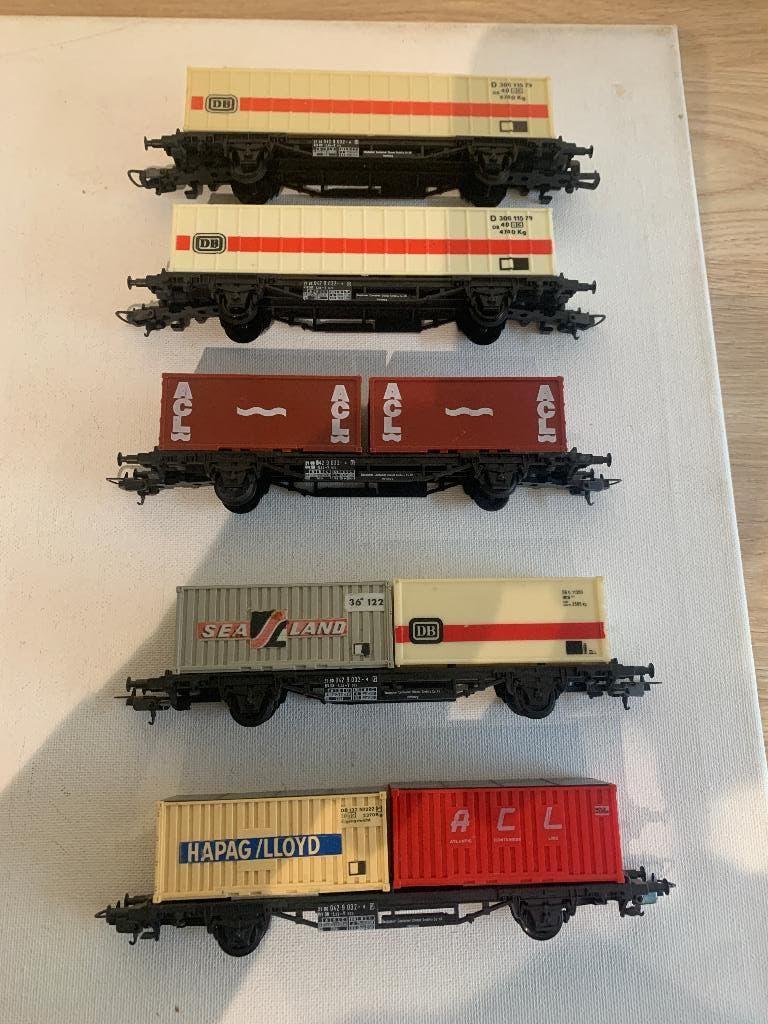 Lima  5 stuks  containerdraagwagens met containers, Gebruikt, Gelijkstroom, Wagon, Ophalen of Verzenden