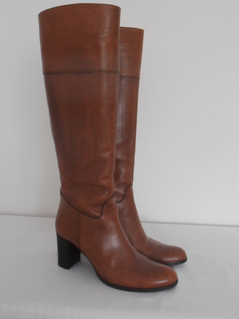 Exit - prachtige bruine leren knielaarzen - 37, Kleding | Dames, Hoge laarzen, Bruin, Verzenden, EXIT